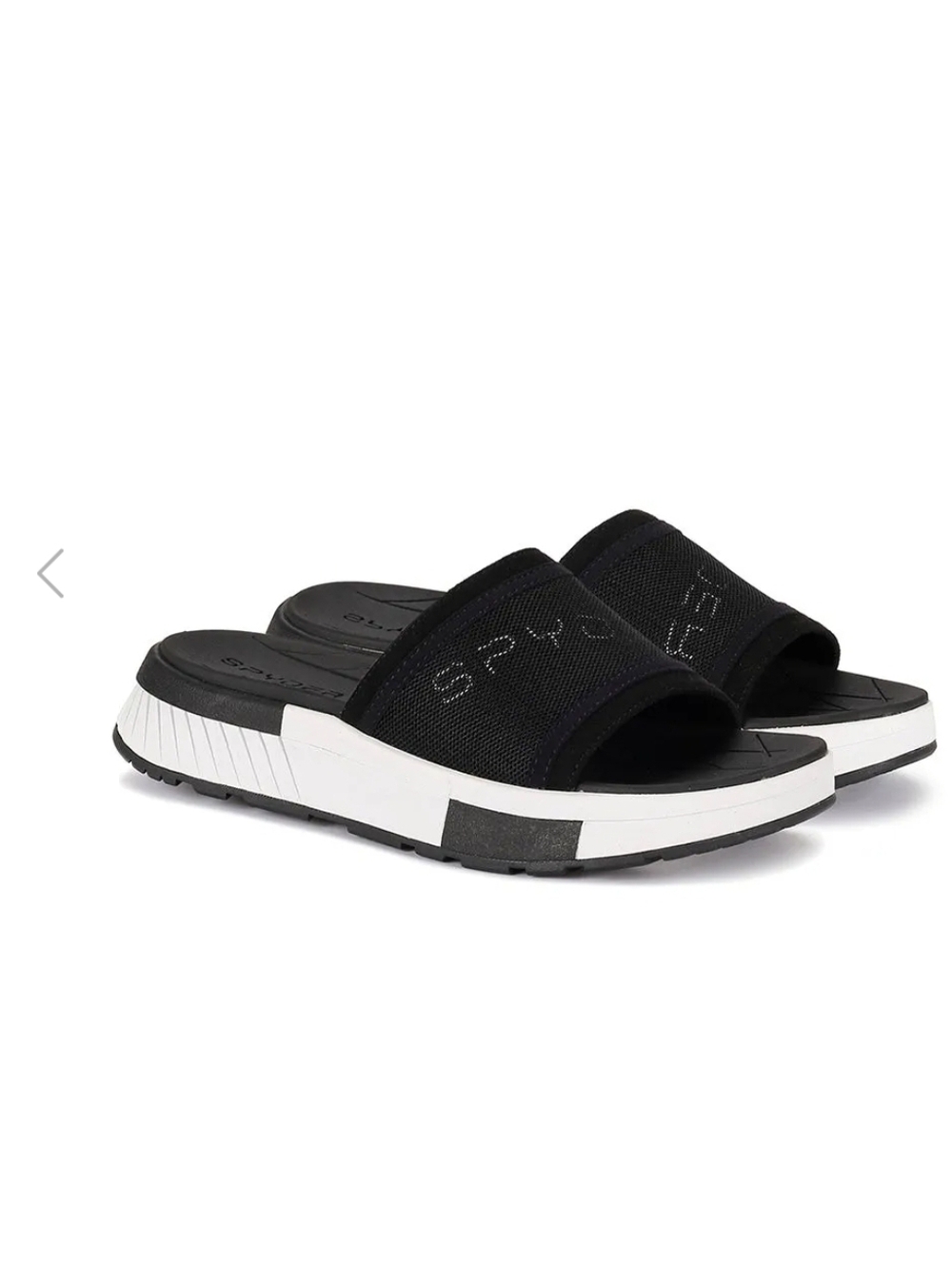 NWT Spyder Black Slide Sandals with White Midsole Trim